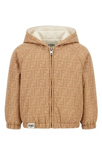 Fendi Kids Tone-On-Tone Logo Jacquard Windbreaker Jacket