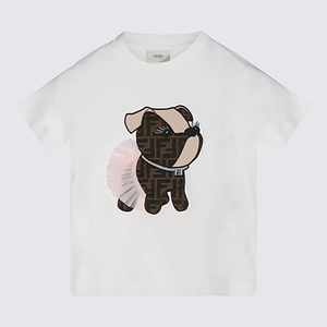 Fendi Kids Tulle Dog-Appliqué T-Shirt