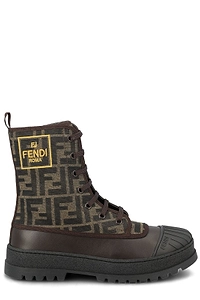 Fendi Kids Tobacco Jacquard Biker Boots