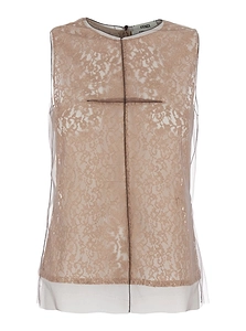 Fendi Lace Crewneck Sleeveless Top