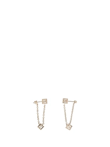 Fendi Logo Cube Chain Drop Earrings