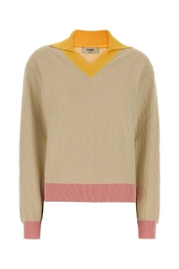 Fendi Logo Detailed V-Neck Jumper