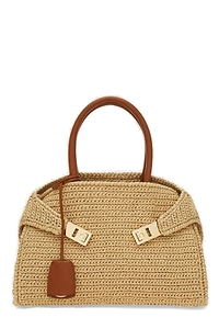Ferragamo Hug Woven Top Handle Bag