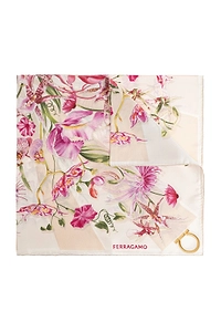 Ferragamo Logo Detailed Floral Scarf