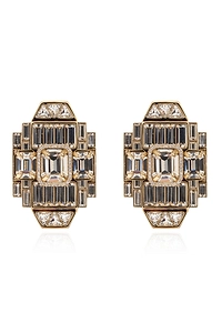 Geometric Crystal Clip-On Earrings
