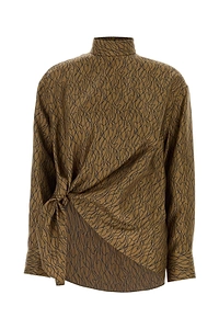 Ferragamo Printed Draped Blouse Tops