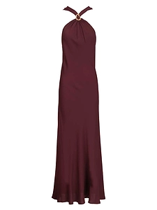 Ring Detailed Halterneck Sleeveless Dress