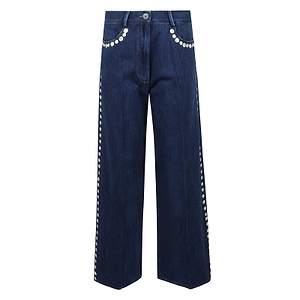 Forte Forte Wide-Leg Embellished Jeans
