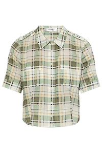 Frame Checked Cropped Shirt
