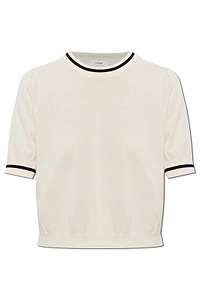 Frame Contrast Trim Short Sleeve Sweater