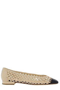 Francesco Russo Cut-Out Derailed Contrasted-Toe Ballerinas