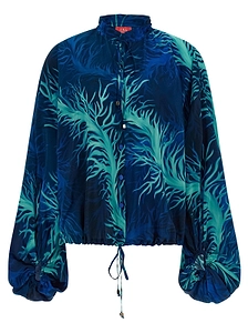 Coral Print Drawstring Shirt