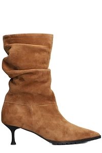 Pointed-Top Ruched Ankle Boots
