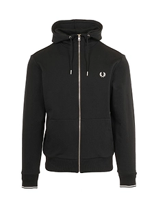 Fred Perry Logo Embroidered Zip-Up Hoodie