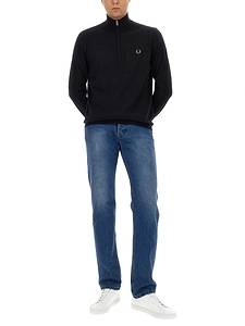 Fred Perry Logo Quarter-Zip Sweater