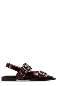Ganni Pointed Toe Buckle Ballerinas