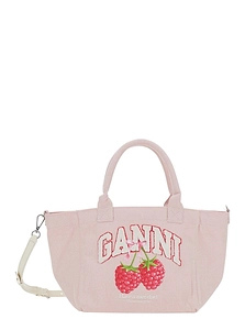 Ganni Raspberry Print Small Tote Bag