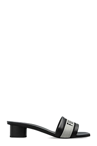 Furla Cilindro Logo Strap Heeled Mules