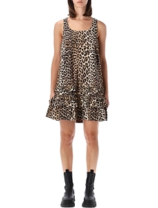 Ganni Ruffled Printed Mini Dress