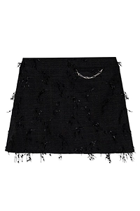Ganni Chain-Link Fringed Tweed Mini Skirt