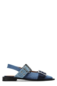 Ganni Buckled Slingback Flat Shoes