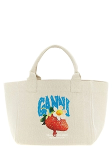 Ganni Strawberry-Printed Medium Shopping Bag