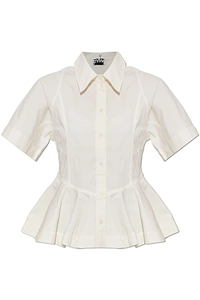 Ganni Button-Up Peplum Top