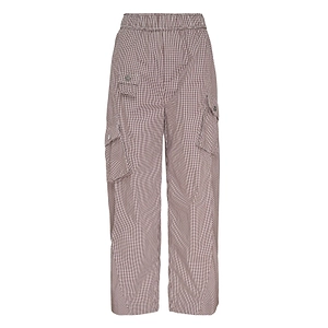Ganni Check-Printed Straight-Leg Cargo Pants
