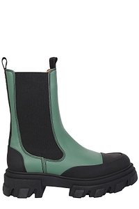 Ganni Colour Blocked Round Toe Ankle Boots