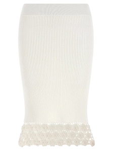 Ganni Crochet-Hem Knitted Midi Skirt