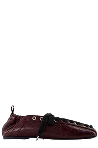 Ganni Embossed Lace-Up Ballerinas