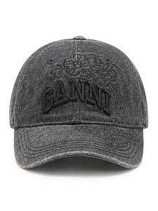 Ganni Embroidered Denim Cap