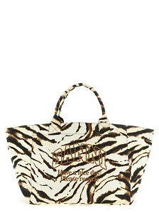 Ganni Zebra Printed Xxl Tote Bag
