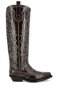 Ganni Embroidered Knee-Length Cowboy Boots