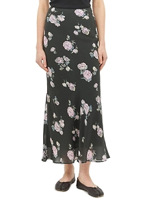 Ganni Floral Printed Crepe Maxi Skirt