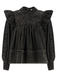 Ganni Gathered Collared Blouse