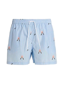 Gcds Allover Graphic Printed Pinstriped Swim Shorts