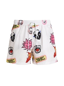 Gcds Allover Graphic Printed Drawstring Swim Shorts