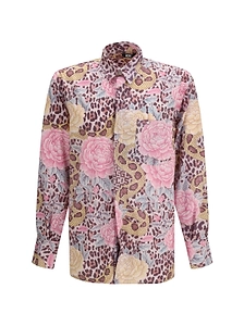 Animalier Floral Printed Long Sleeved Shirt