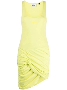 Gcds Gathered Ribbed-Knit Sleeveless Mini Dress