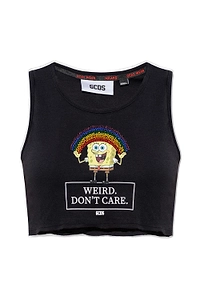 Gcds Graphic-Printed Crewneck Cropped Vest