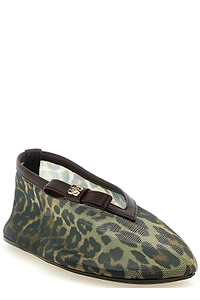 Ganni Jenny Leopard Mesh Ballerinas