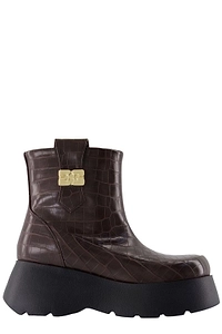 Ganni Kat Low Embossed Ankle Boots