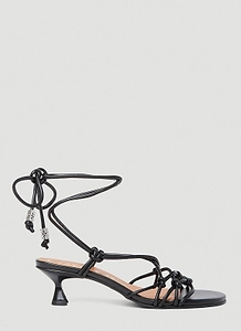 Ganni Knot Detailed Kitten Heel Sandals