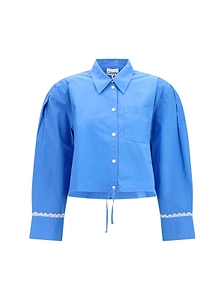 Ganni Lace Trim Drawstring Shirt