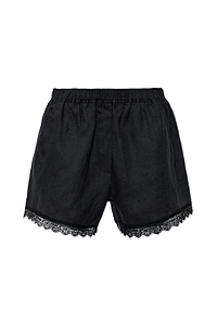 Ganni Lace Trim Linen Shorts