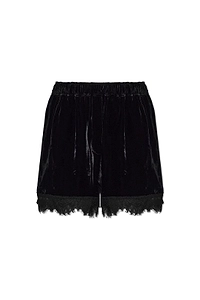 Ganni Lace-Trim Velvet Shorts
