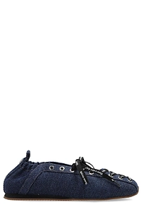 Ganni Laced Denim Ballet Flats