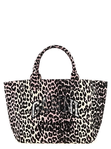 Ganni Leopard Printed Medium Tote Bag