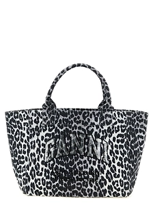 Ganni Leopard Printed Medium Tote Bag